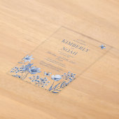 Boho staubblaue Wildblumen Hochzeit Acryleinladungen (Ablage )