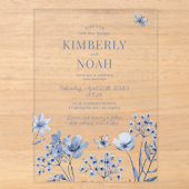 Boho staubblaue Wildblumen Hochzeit Acryleinladungen (Vorderseite)