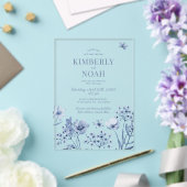 Boho staubblaue Wildblumen Hochzeit Acryleinladungen (In Situ (Hochzeit))