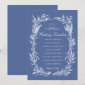 Boho-Staubblauer Botanischer Kranz Hochzeits-Timel Programm (Vorne/Hinten)