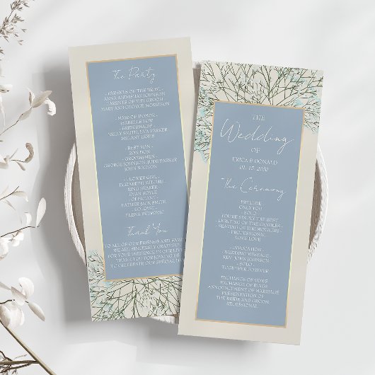 Boho-Staubblaues Hochzeitsprogramm Programm