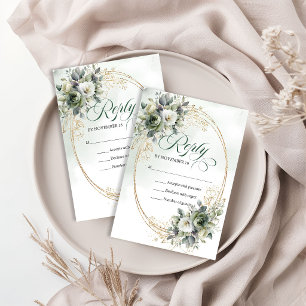 Boho-Staubgrün-Eukalyptus-Hochzeits-RSVP-Karte RSVP Karte