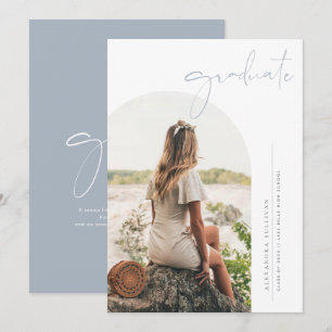 Boho Staubig Blau Minimalistischer Bogen Foto Absc Ankündigung