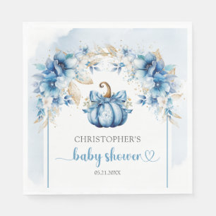 Boho staubig blue und goldgelbe Kürbis-Blume Serviette