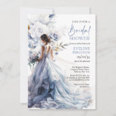 Boho staubige blaublühende Eukalyptus-Brautkleid Einladung (Vorderseite)