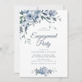 boho staubige blaublühende Verlobungsfeier Einladung (Vorderseite)