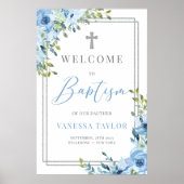 Boho staubige blaue und silberne Glitzer Taufe Wil Poster (Vorne)