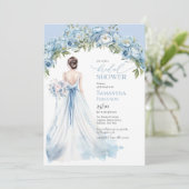 Boho staubige Blauponies Hochzeitskraut Einladung (Stehend Vorderseite)