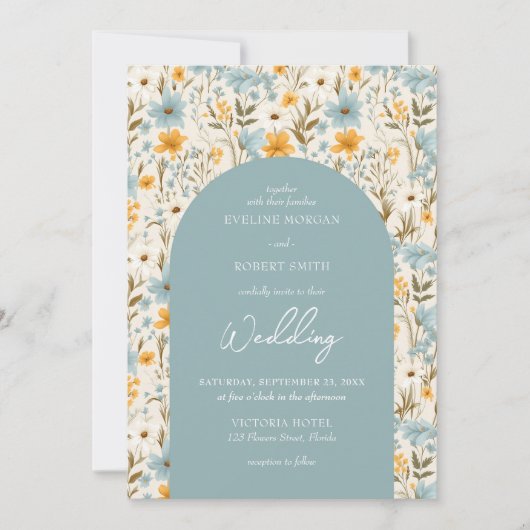 Boho staubige Blume Einladung (Vorderseite)