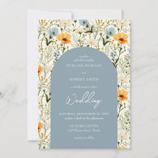 Boho staubige Blume Einladung (Vorderseite)