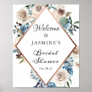 Boho-Staubige Blumige Rosen-Goldene Hochzeitsdusch Poster