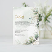 Boho staubige grüne Blätter Goldrahmen Details Begleitkarte (Stehend Vorderseite)