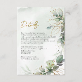 Boho staubige grüne Blätter Goldrahmen Details Begleitkarte