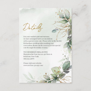 Boho staubige grüne Blätter Goldrahmen Details Begleitkarte