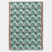 Boho staubige grüne Salbei grün blauer tropischer  Decke (Vorderseite Vertikal)