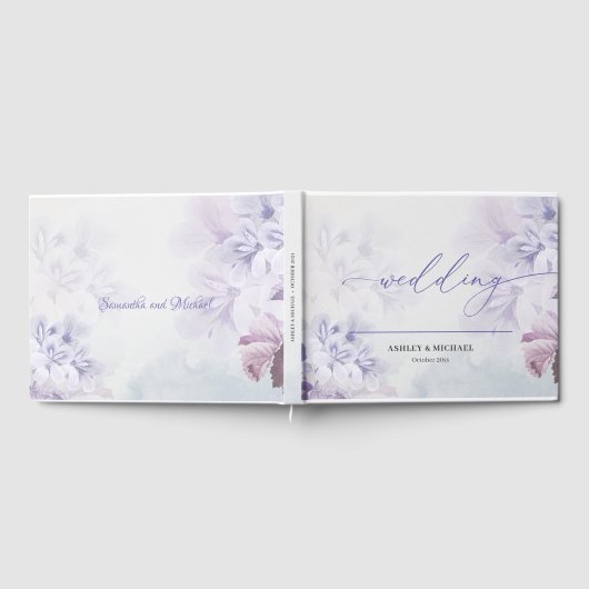 Boho staubige lila blauen Frühling Blumenhochzeit Gästebuch (Voll)