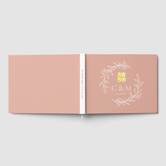 Boho staubige Rosa-Laubkäfer moderne chinesische H Gästebuch (Voll)