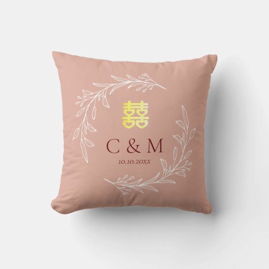 Boho staubige Rosa-Laubkäfer moderne chinesische H Kissen (Vorderseite)