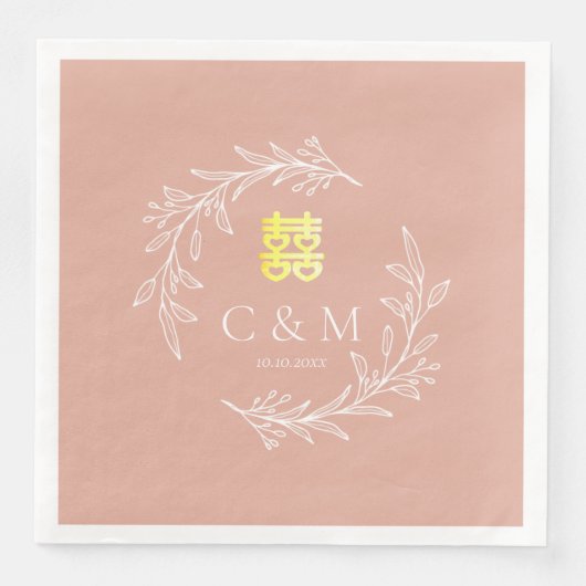 Boho staubige Rosa-Laubkäfer moderne chinesische H Serviette (Vorderseite)