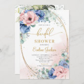 Boho staubige rosa staubblaues rustikales Brautpar Einladung (Vorne/Hinten)