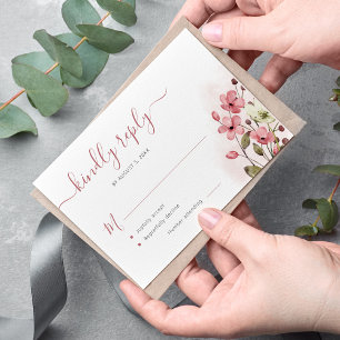 Boho staubige Rose Aquarellblume Hochzeit RSVP Karte