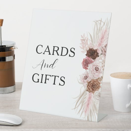 boho staubige Rose Blumenkarten & Geschenkzeichen Sockelschild (In Situ)