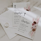 boho staubige Rose Blütentaufe Einladung
