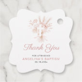 Boho staubige Rose Pampas Blumentaufen Geschenkanhänger (Rückseite)