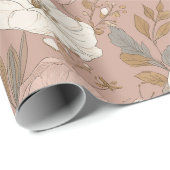 Boho Staubige Rosenblume Beige Blumenmuster Geschenkpapier (Rolleneckpunkt)