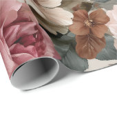 Boho Staubige Rosenblume Beige Blumenmuster Geschenkpapier (Rolleneckpunkt)