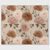 Boho Staubige Rosenblume Beige Blumenmuster Geschenkpapier (Flach)