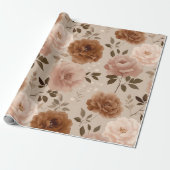 Boho Staubige Rosenblume Beige Blumenmuster Geschenkpapier (Ungerollt)