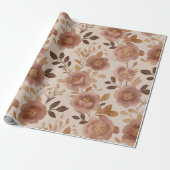 Boho Staubige Rosenblume Beige Blumenmuster Geschenkpapier (Ungerollt)