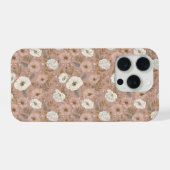Boho Staubige Rosenblume Beige Blumenmuster iPhone Hülle (Rückseite (Horizontal))