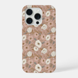 Boho Staubige Rosenblume Beige Blumenmuster iPhone 15 Pro Hülle
