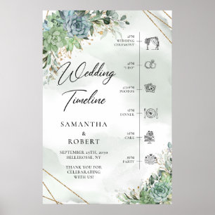 Boho staubiges grünes Sukkulenten Gold Hochzeit Ze Poster