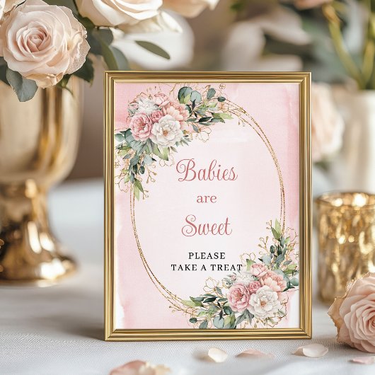 Boho-Staubrosa-Blumen-Eukalyptus-Babys süß Poster