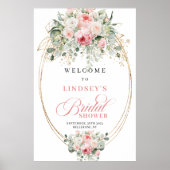 Boho-Staubrosa Blumen Hochzeitsparty Willkommen Poster (Vorne)