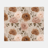 Boho-Staubrose-Blumen-Beige-Blumenmuster Fleecedecke (Vorderseite (Horizontal))