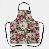 Boho-Staubrose-Blumen-Beige-Blumenmuster Schürze (Vorderseite)