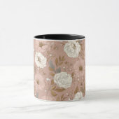Boho-Staubrose-Blumen-Beige-Blumenmuster Tasse (Zentrum)