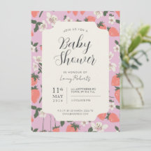 Boho Stawberry Floral Baby Shower Einladung