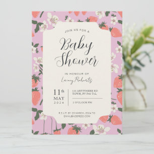 Boho Stawberry Floral Baby Shower Einladung
