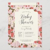 Boho Stawberry Floral Baby Shower Einladung (Vorne/Hinten)
