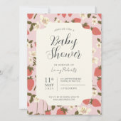 Boho Stawberry Floral Baby Shower Einladung (Vorderseite)