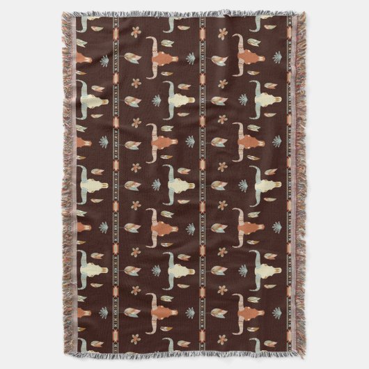 Boho Steer Pattern Decke (Vorderseite Vertikal)