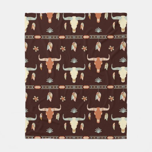 Boho Steer Pattern Fleecedecke (Vorderseite)