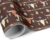 Boho Steer Pattern Geschenkpapier (Rolleneckpunkt)