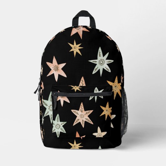 Boho Sterne Bedruckter Rucksack (Vorderseite)