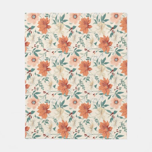 Boho Stil Blume Muster hellen Farben Fleecedecke (Vorderseite)